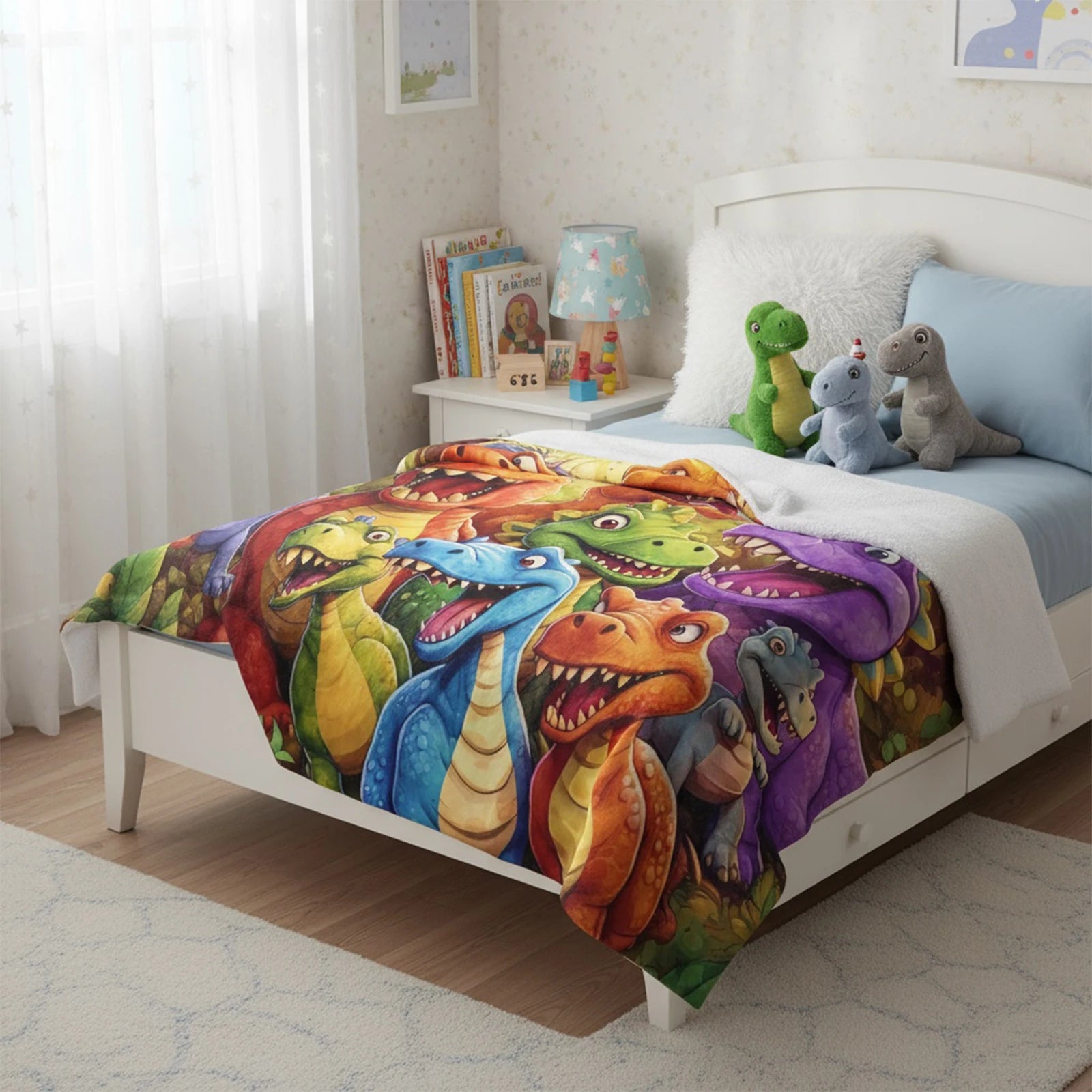 Kids Dinosaur Flannel Blanket Set🦖💚
