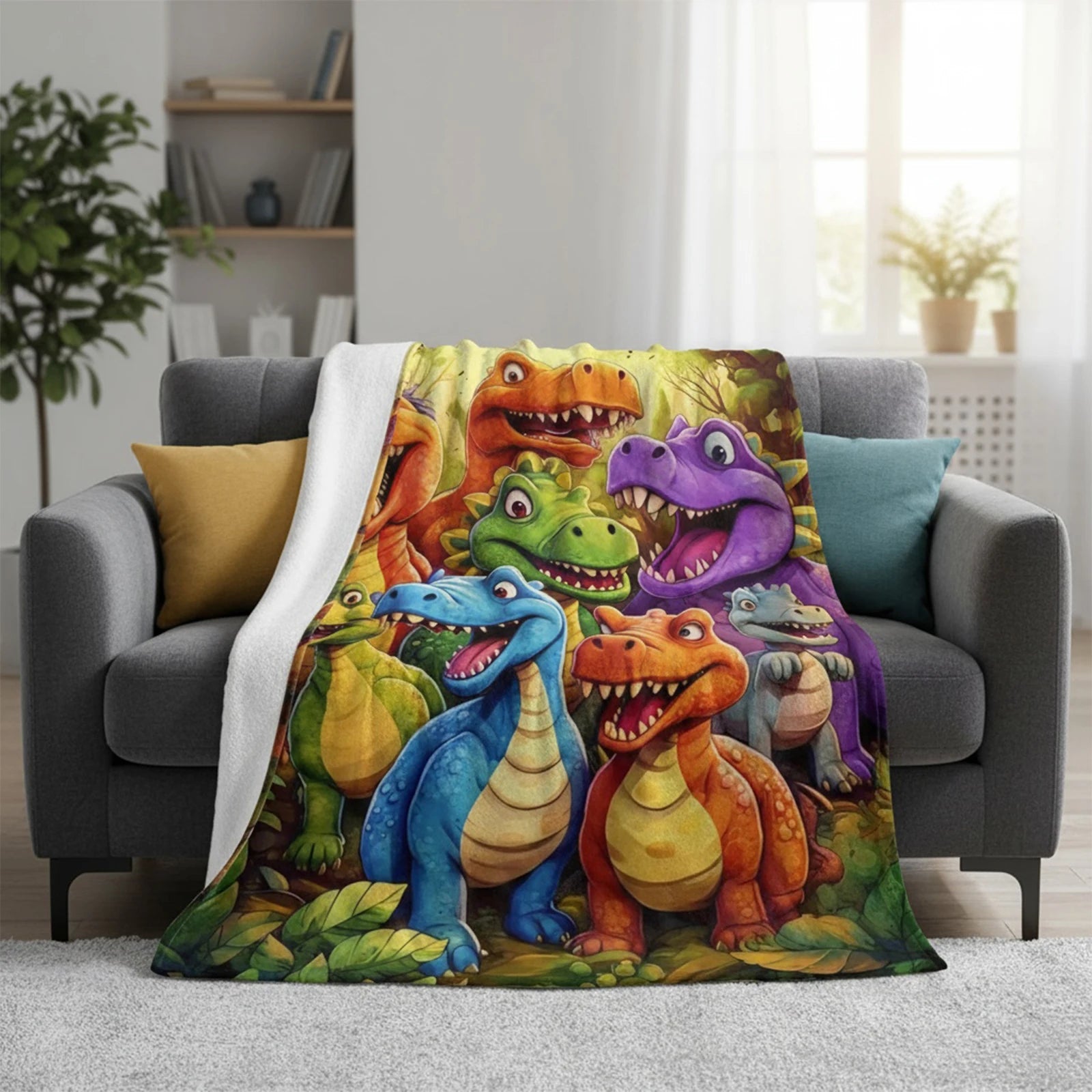 Kids Dinosaur Flannel Blanket Set🦖💚