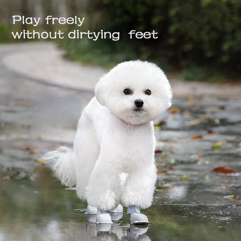 Dog Rain Boots 4Pcs Pet Dog Puppy Warm Waterproof Silicone Non-Slip Rain Boots Footwear Shoes Dog Cat Pet Toy Dog Rain Boots  Dog Rain Shoes, Cat Rain Boots, Waterproof Foot Cover, Soft Bottom Shoes