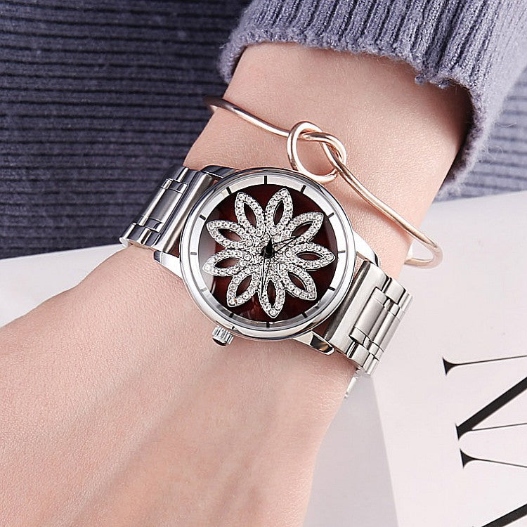 Silver Flower Watch